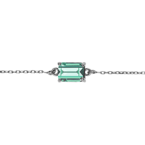 BRACELET ARGENT RHODIÉ PENDENTIF RECTANGULAIRE OXYDE BLEU VERT 16+3CM