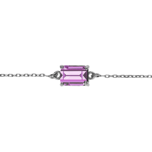 BRACELET ARGENT RHODIÉ PENDENTIF RECTANGULAIRE OXYDE VIOLET 16+3CM