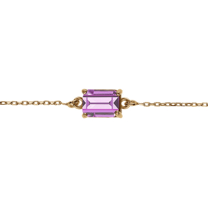 BRACELET ARGENT DORÉ PENDENTIF RECTANGULAIRE OXYDE VIOLET 16+3CM