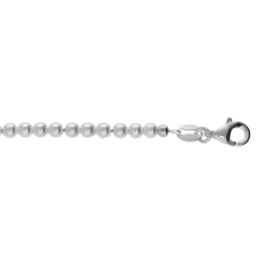 BRACELET ARGENT RHODIÉ PERLES 3MM  BLANCHE IMITATION 15.5+3CM