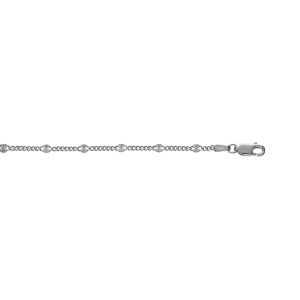 BRACELET ARGENT RHODIÉ MAILLE GOURMETTE PASTILLES DIAMANTÉ ETOILE   18CM