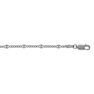 BRACELET ARGENT RHODIÉ MAILLE GOURMETTE PASTILLES DIAMANTÉ ETOILE   18CM