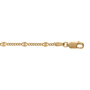 BRACELET ARGENT DORÉ MAILLE GOURMETTE PASTILLES DIAMANTÉ ETOILE   18CM