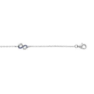 BRACELET ARGENT RHODIÉ 3 INFINIS AVEC OXYDES BLEUS SERTIS 15+3CM