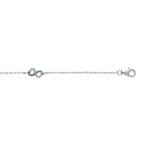 BRACELET ARGENT RHODIÉ 3 INFINIS AVEC OXYDES VERTS SERTIS 15+3CM