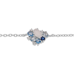 BRACELET ARGENT RHODIÉ OXYDES BLEUS ET BLANCS 16+2CM