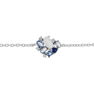 BRACELET ARGENT RHODIÉ OXYDES BLEUS ET BLANCS 16+2CM