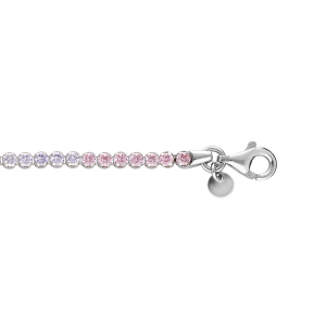 BRACELET ARGENT RHODIÉ OXYDES ROSE, VIOLETS ET BLANCS SERTIS  15+3.5CM