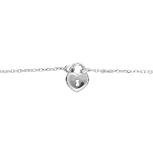 BRACELET ARGENT RHODIÉ COEUR SERRURE 16+3CM