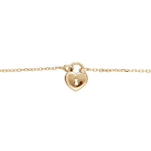 BRACELET ARGENT ET DORURE JAUNE COEUR SERRURE 16+3CM