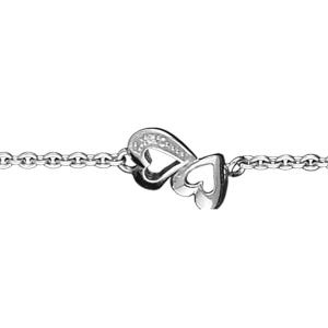 BRACELET ARGENT RHODIÉ COEURS DECOUPES 16+3CM