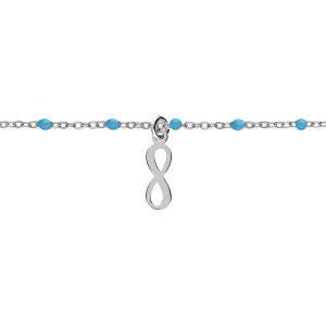 BRACELET ARGENT RHODIÉ BOULES RÉSINE TURQUOISE IMITATION 15+3CM
