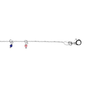 BRACELET ARGENT RHODIÉ PAMPILLES BOULES EMPIÉRRÉES MULTI COULEURS 15+3CM
