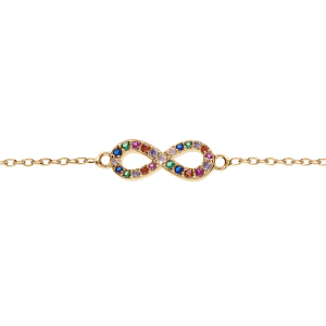 BRACELET ARGENT ET DORURE JAUNE INFINI EMPIERRÉS MULTI COULEURS ET 15+3CM