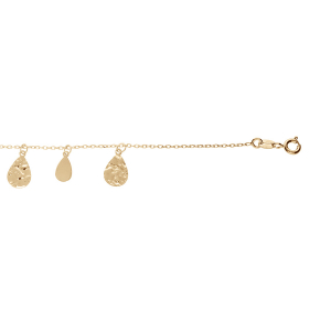 BRACELET ARGENT ET DORURE JAUNE GOUTTES MARTELÉES ET LISSES  16+3CM