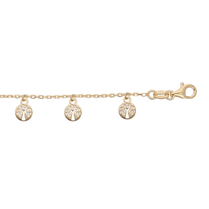 BRACELET ARGENT ET DORURE JAUNE PAMPILLES ARBRE DE VIE  16+2,5CM