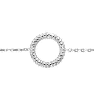 BRACELET ARGENT RHODIÉ BOULES AVEC CERCLE TORSADÉ EVIDÉ 16+3CM