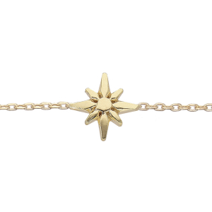 BRACELET ARGENT ET DORURE JAUNE BOULES PETITE ETOILE 16+3CM