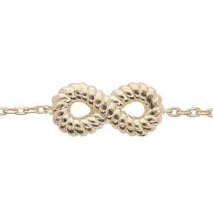 BRACELET ARGENT ET DORURE JAUNE BOULES ET INFINI 16+3CM