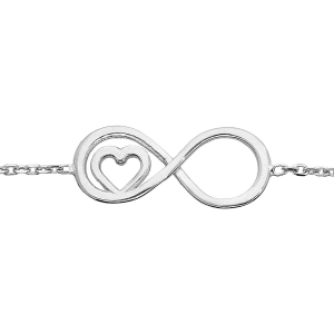 BRACELET ARGENT RHODIÉ 2 MOTIF INFINI ET COEUR 16+3CM