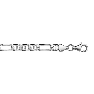COLLIER  MARINE ALTERNEE 6MM ARGENT RHODIÉ 50CM