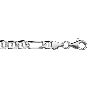 COLLIER  MARINE ALTERNEE 6MM 55CM ARGENT RHODIÉ
