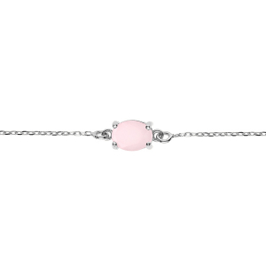 BRACELET ARGENT RHODIÉ OXYDE OVALE 8 x 6MM  ROSE OPAQUE 16+3CM