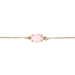 BRACELET ARGENT DORÉ OXYDE OVALE 8 x 6MM  ROSE OPAQUE 16+3CM