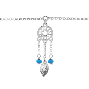 BRACELET ARGENT RHODIÉ ATTRAPE REVE BOULES RÉSINE BLEU CIEL 16,5+2,5CM