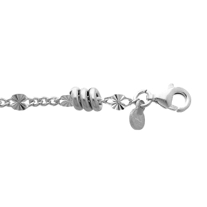BRACELET ARGENT RHODIÉ PASTILLES DIAMANTÉES ET RONDELLES 16+3CM