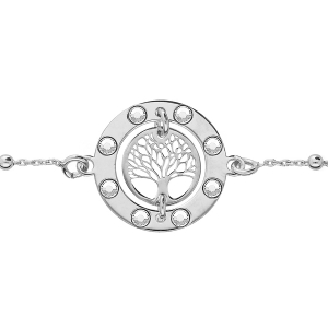 BRACELET ARGENT RHODIÉ ARBRE DE VIE OXYDES BLANCS 16+3CM