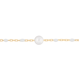 BRACELET ARGENT ET DORURE JAUNE OLIVES RÉSINE BLANCHE ET PIERRE DE LUNE VÉRITABLE 16+3CM