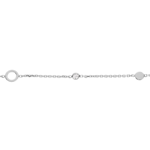 BRACELET ARGENT RHODIÉ CERCLES AVEC OXYDES BLANCS SERTIS 16+3CM