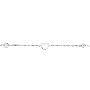 BRACELET ARGENT RHODIÉ COEURS AVEC OXYDES BLANCS SERTIS 16+3CM