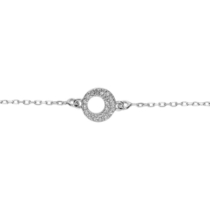 BRACELET ARGENT RHODIÉ CERCLE EVIDÉ OXYDES BLANCS 16+3CM