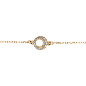 BRACELET ARGENT DORÉ CERCLE EVIDÉ OXYDES BLANCS 16+3CM