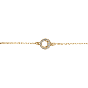 BRACELET ARGENT DORÉ CERCLE EVIDÉ OXYDES BLANCS 16+3CM