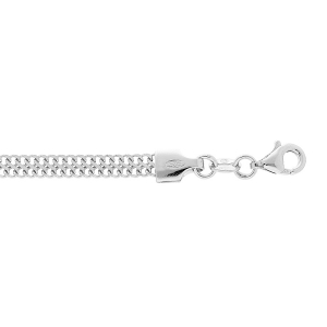 BRACELET ARGENT RHODIÉ MAILLE PLATE 18CM