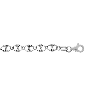 BRACELET ARGENT RHODIÉ PASTILLES DIAMANTÉS 16+3CM