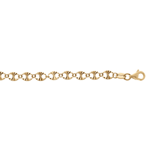 BRACELET ARGENT ET DORURE JAUNE PASTILLES DIAMANTÉS 16+3CM