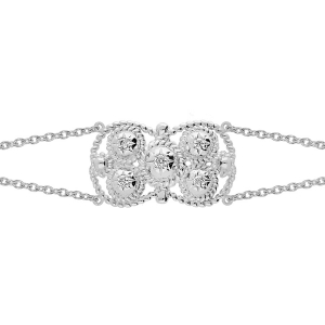 BRACELET ARGENT PLATINÉ BOULONNAISE NOEUD D'AMOUR OXYDES BLANCS 16+3CM