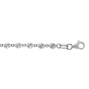 BRACELET ARGENT RHODIÉ PASTILLES DIAMANTES 16+3CM