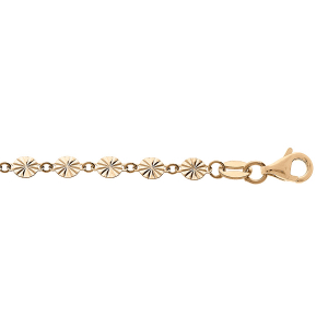 BRACELET ARGENT ET DORURE JAUNE PASTILLES DIAMANTES 16+3CM