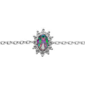 BRACELET ARGENT RHODIÉ OXYDE MYSTIQUE ARC EN CIEL ET CONTOUR OXYDES BLANCS 16+3CM