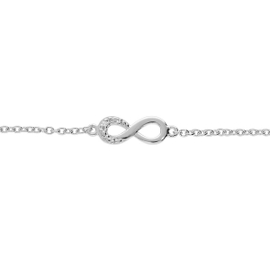 BRACELET ARGENT PLATINÉ INFINI OXYDES BLANCS SERTIS 15+3CM