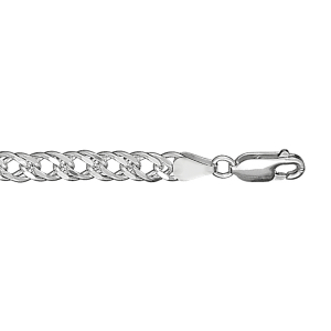 BRACELET  MAILLE TRESSE SOUPLE GROS MODELE 18CM ARGENT