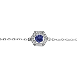BRACELET ARGENT RHODIÉ OXYDE BLEU ET CONTOUR OXYDES BLANCS 16+3CM
