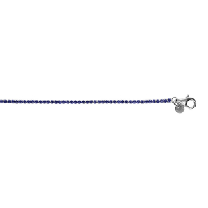 BRACELET ARGENT RHODIÉ RIVIERE OXYDES BLEU FONCÉ SERTIS DIAM 2MM  16+3CM