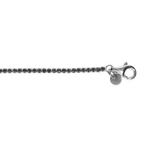 BRACELET ARGENT RHODIÉ RIVIERE OXYDES NOIRS SERTIS DIAM 2MM 16+3CM