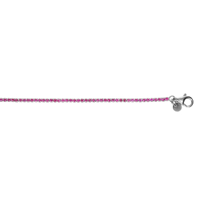 BRACELET ARGENT RHODIÉ RIVIERE OXYDES ROUGES SERTIS DIAM 2MM  16+3CM